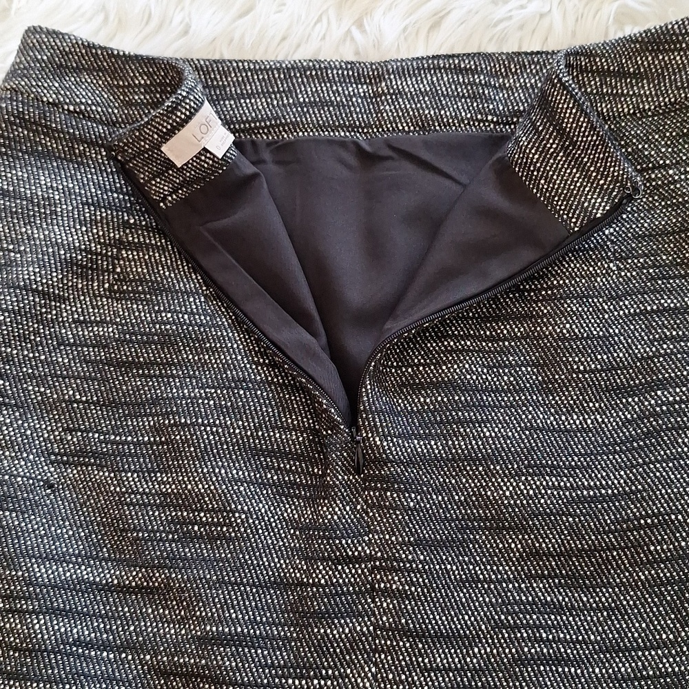 LOFT Heather Black and White Tweed Faux Wrap Skirt - Picture 11 of 16